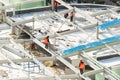 Workers on the building roof Royalty Free Stock Photo