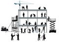 Construction site with construction workers. illustration Royalty Free Stock Photo