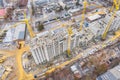 Construction site with cranes - aerial view