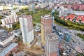 Construction of skyscrapers in center of a modern city Royalty Free Stock Photo