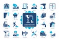 Construction solid icon set