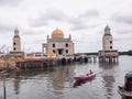 the construction stage of a floating mosque built over the sea, Bontang City, East Kalimantan, Indonesia