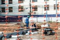 Construction and street renovation workers working in the Ondina neighborhood to improve the site. Salvador, Bahia, Brazil