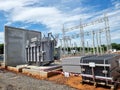 115 kV-22kV Main tank power transformer Installation on the foundation with radiators preparation