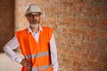 Construction superintendent posing for camera before building site inspection Royalty Free Stock Photo