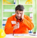 Construction supervisor planning new project in office Royalty Free Stock Photo