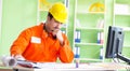 Construction supervisor planning new project in office Royalty Free Stock Photo