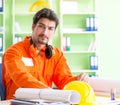 Construction supervisor planning new project in office Royalty Free Stock Photo