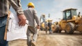 Construction supervisors inspecting site with clipboards Royalty Free Stock Photo