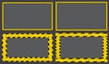 Construction tape yellow striped frame. Caution border line background set. Restricted zone sign template. Vector design Royalty Free Stock Photo