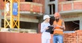 Construction team communication concept. Relationships between construction clients and participants building industry Royalty Free Stock Photo