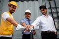 Construction Team gather hands for teamwork Royalty Free Stock Photo