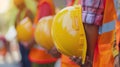 The construction team safety helmets. AI generated Royalty Free Stock Photo
