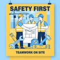 Construction Team Safety Poster Teamwork and Safety First Concept Royalty Free Stock Photo