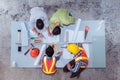 Construction team work, They`re talking about new project, Top v Royalty Free Stock Photo
