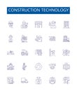 Construction technology line icons signs set. Design collection of Construction, Technology, Building, Engineering Royalty Free Stock Photo