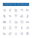 Construction technology line icons signs set. Design collection of Construction, Technology, Building, Engineering Royalty Free Stock Photo