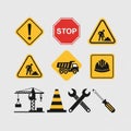 Construction-themed icons on a white background. Royalty Free Stock Photo
