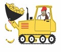 construction-themed vehicle toy with monkey print vector art design Royalty Free Stock Photo