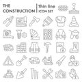 Construction thin line icon set, repair symbols collection, vector sketches, logo illustrations, building signs linear Royalty Free Stock Photo
