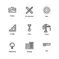 9 Construction Thin Line Icon