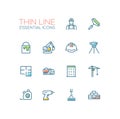 Construction - Thin Single Line Icons Set Royalty Free Stock Photo