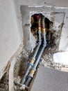 Construction to replace rusty water pipes in a house Royalty Free Stock Photo