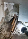 Construction to replace rusty water pipes in a house Royalty Free Stock Photo