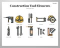 Construction tool elements LineColor pack Royalty Free Stock Photo