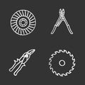 Construction tools chalk icons set