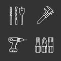 Construction tools chalk icons set Royalty Free Stock Photo