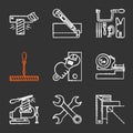 Construction tools chalk icons set Royalty Free Stock Photo