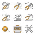 Construction tools color icons set Royalty Free Stock Photo