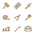 Construction tools color icons set Royalty Free Stock Photo