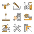 Construction tools color icons set Royalty Free Stock Photo