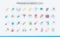 Construction tools and equipment for carpentry, building and repair trendy flat icons set