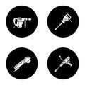 Construction tools glyph icons set