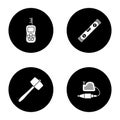 Construction tools glyph icons set
