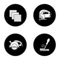 Construction tools glyph icons set