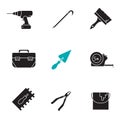 Construction tools glyph icons set Royalty Free Stock Photo