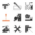 Construction tools glyph icons set Royalty Free Stock Photo