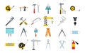 Construction tools icon set, flat style Royalty Free Stock Photo