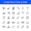 Construction tools icon set in line style, perfect for building apps Royalty Free Stock Photo
