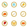 Construction tools icons set, cartoon style Royalty Free Stock Photo