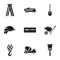 Construction tools icons set, simple style Royalty Free Stock Photo