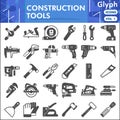 Construction tools line icon set, building equipment symbols collection or sketches. Carpenter repair kit glyph linear Royalty Free Stock Photo