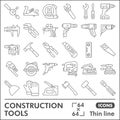 Construction tools line icon set, building equipment symbols collection or sketches. Carpenter repair kit thin line Royalty Free Stock Photo