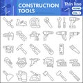Construction tools line icon set, building equipment symbols collection or sketches. Carpenter repair kit thin line Royalty Free Stock Photo