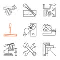 Construction tools linear icons set Royalty Free Stock Photo