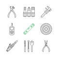 Construction tools linear icons set Royalty Free Stock Photo